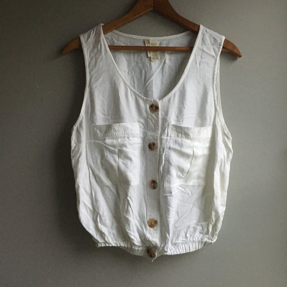 Japna white button down sleeveless crop top - Picture 1 of 11